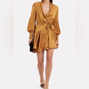 ZIMMERMANN Gold Wrap Mini Dress size 1 US6 New With Tags